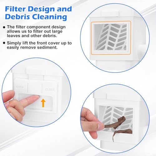 WADEO Rainwater Collection System, Downspout Diverter Fits for 2"x 3" or 3"x 4" Residential Downspouts, Rain Barrel Diverter Kit with Adjustable Valve and Filter, 5FT Hose, White, 2Pack - Image 4