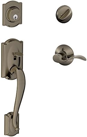 SCHLAGE Camelot Single Cylinder Handleset and Left Hand Accent Lever, Antique Pewter (F60 CAM 620 Acc LH) by Unknown