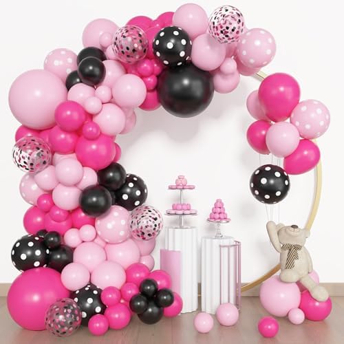 Amandir 153pcs Pink Black Balloon Garland Arch Kit Different Sizes - Image 2