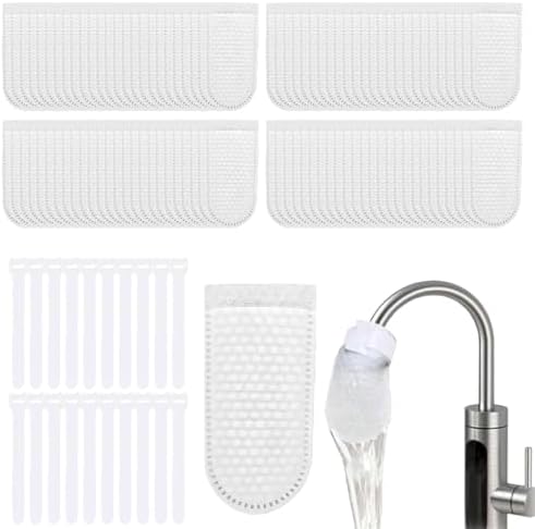100PCS High Density Faucet Filter, Faucet Splash-Proof Cotton Bag Set, Universal Anti-Splash Water Filter with Sediment Barrier Layer, Fine Fiber Mesh, for All Types of Faucets by Unknown