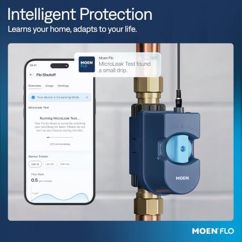 Moen 900-006 Flo Smart Water Monitor and Automatic Shutoff Sensor, Wi-Fi Connected Water Leak Detector for 1-Inch Diameter Pipe - Image 4