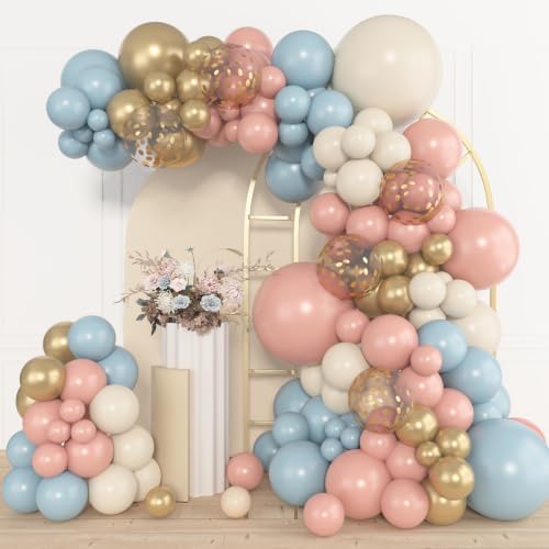 Amandir 153pcs Dusty Pink Blue Balloon Garland Arch Kit Different Sizes ﻿ by Amandir