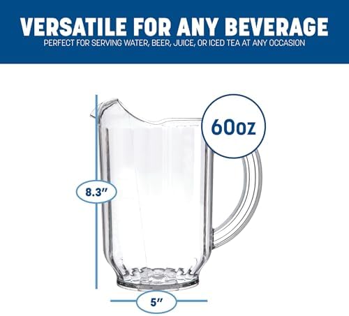 Carlisle FoodService Products Versapour Clear Pitcher Tall Pitcher for Kitchens, Restaurants, and Catering, Plastic, 60 Ounces, Clear - Image 2