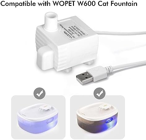 Pet Fountains by WOPET, Replacement Smart Pump for W600 Dog Water Fountain for Large Dogs, Compatible with 205oz/1.6GAL Pet Fountain with Blue Light Led - Image 2