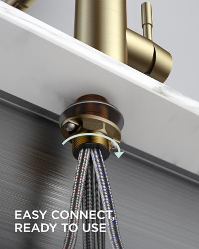 FORIOUS Gold Kitchen Sink Faucet, Pull Down Sprayer, Classic High Arc - Image 6