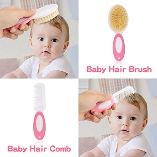Baby Grooming Kit，Infant Safety Care Setwith Hair Brush Comb Nail Clipper Nasal Aspirator, Baby Essentials Kit for Newborn Girls Boys (14 PC-Pink Kit) - Image 5