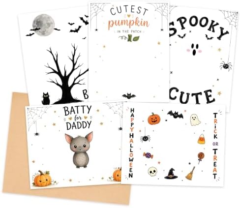 Pack of 5 Halloween Handprint & Footprint Craft Cards, DIY Halloween Art Paper Kit for Kids, Preschool Classroom Activity, Toddler Craft, Daycare, Homeschool Keepsake - Image 2