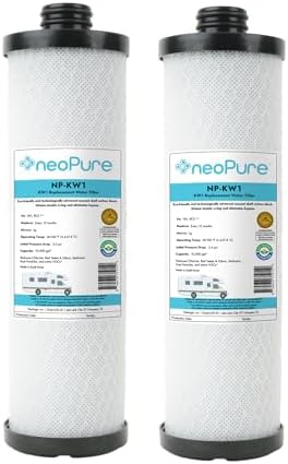 Neo-Pure NP-KW1 WaterPur KW1 Compatible 10" Carbon Block Filter for RCS/FR1 Housing | Chlorine, Sediment, VOC Reduction | RV, Boat, Camper Water Filtration - 2 PK by neo