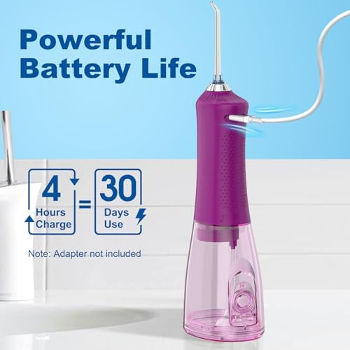 WellLeo Water Flosser for Teeth, 300ML Cordless Oral Irrigator Rechargeable Dental Flosser Picks with 5 Modes 5 Jet Tips,IPX7 Waterproof Teeth Cleaner for Braces Gum Care, Home Travel Use - Image 4