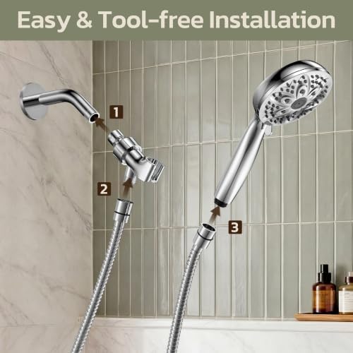 JDO Silver High Pressure Handheld Shower Head with 6 Spray Modes - Image 6