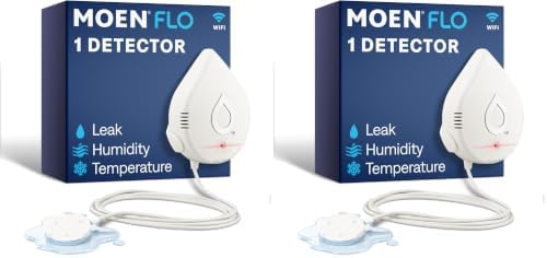 Moen Flo Smart Water Leak Detector, Drip or Flood Sensor Alarm for Home, 2-Pack, White, 920-004 by Unknown