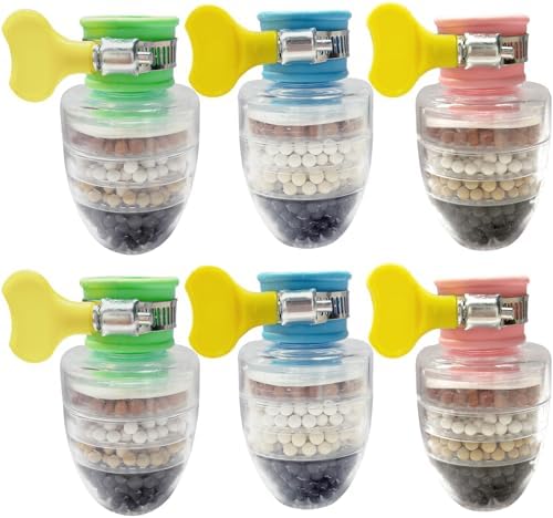 6 Pcs Faucet Water Filter,6 Layer Cartridge Activated Carbon Filters Water Filter Faucet, Faucet Water Purifier Replacements for Sink Applicable 1/2inch - 3/4inch Faucet(Random) by LiXiongBao