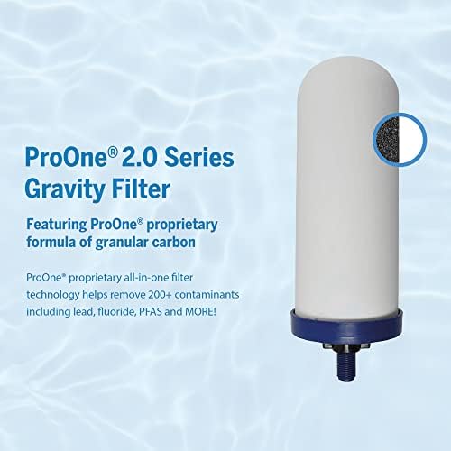 ProOne Big+ Gravity Water Filter System High Capacity Countertop Stainless Steel Water Filter Dispenser IAPMO Certified to Reduce Lead, Total PFAS, Microplastics, Chlorine Taste & Odor, 2 Pack Filter - Image 5