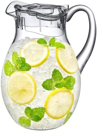 Amazing Abby Bubbly - Plastic Pitcher (64 oz, 2 Quart), Clear Water Pitcher with Lid, Fridge Jug, BPA-Free, Shatter-Proof, Great for Iced Tea, Sangria, Lemonade, Juice, Milk, and More by AmazingAbby