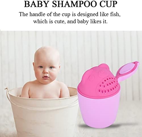 RiToEasysports Baby Bath Cup, Baby Shampoo Cup Cute Kid Wash Hair Rinser Bathing Flusher Protection Eye for Kids Green Pink (Pink) - Image 5