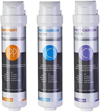 PureDrop CUW4 Ultra-filtration Under-Sink 3-Stage Prefilter Replacement Water Filter Cartridges (no membrane included) by PureDrop