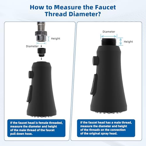 Hibbent Kitchen Faucet Spray Head, 3-Function Spray Nozzle, Matte Black - Image 5