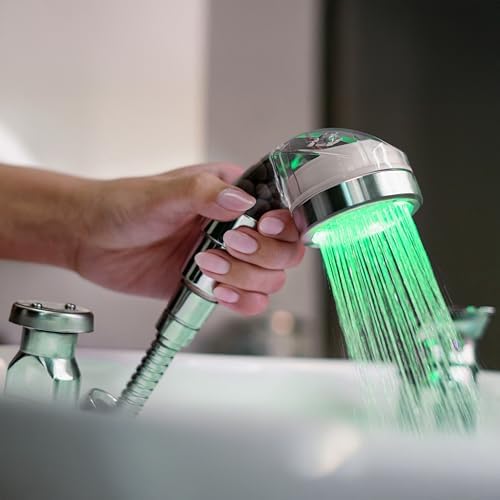 Socila Professional LED Sprayer Head 2.5 Inch Auto Color Changing, Rainfall High Pressure, And Water Filtration For Salon Sink Replacement Part (Only Sprayer Head) by ssocila