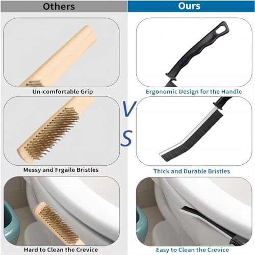 Crevice Cleaning Brush Cleaning Tools Cleaning Supplies Grout Brush Scrub Brush Toilet Brush for Household Use for Cleaning Bathroom Kitchen 3 Pcs (Black) - Image 6