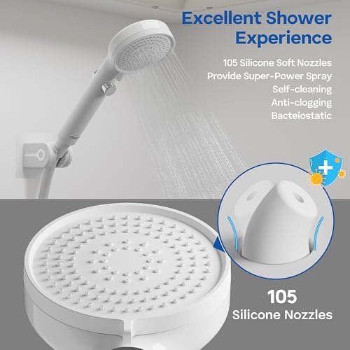 RV Shower Head with Hose and On/Off Button, High Pressure 5 Mode Shower Head Replacement, Easy Install, White –Upgrade for RV, Camper, Van, Travel Trailer, Motorhome, Boat and Tiny Home - Image 3