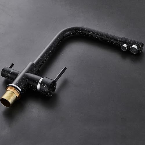 3-Way Kitchen 360° Swivel Osmosis Water Filter Tap with Dual Levers White Sink Mixer Perfect for Drinking Water Modern Design Easy Installation,Beige - Image 7