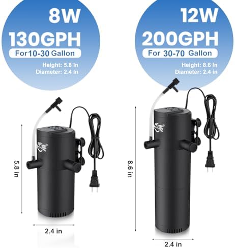 Aquarium Filter for 10-30 Gallon Tank, Submersible Fish Tank Filters with Wave-Maker Oxygenation Circulation, Adjustable Air Flow Filter for Freshwater & Saltwater (8W) - Image 5