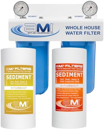 Applied Membranes Inc. 2-Stage Whole-House Water Filter System, 1-Micron and 5-Micron 4.5-Inch by 10 Fine-Sediment Filter Cartridges by AppliedMembranesInc