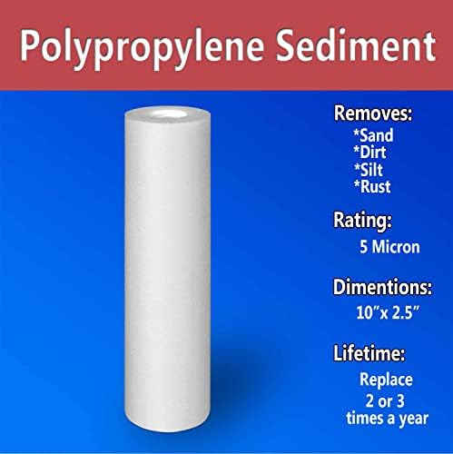 12 Standard Coconut Shell Block Carbon & 12 Four Layers of Filtration Polypropylene Sediment 5 Micron 2.5"x 10" Water Filter Cartridges Universal replacement for Reverse Osmosis & Standard 10” Housing - Image 2