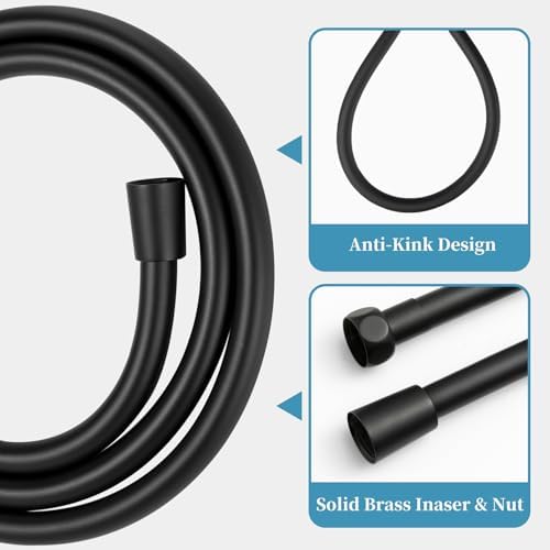 OFFO Handheld Shower Head Set, 6-Mode High Pressure Handheld Sprayer with 60" Shower Hose & Holder, High Flow Large Powerful Boosting Handheld Showerhead for Low Water Pressure, Matte Black - Image 6