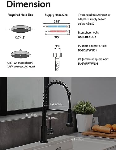 WEWE Touchless Kitchen Faucet, 2-Mode Sprayer, Matte Black, Pull-Down - Image 6