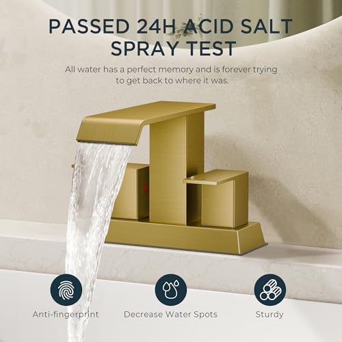 FORIOUS Bathroom Faucets 3 Hole for 4 Inch Centerset Sink Brushed Gold - Image 4