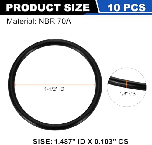 uxcell 10Pcs AS-128 NBR 70A O-Rings 1-1/2"ID x 3/32"CS/1.487"ID x 0.103"CS - Image 2