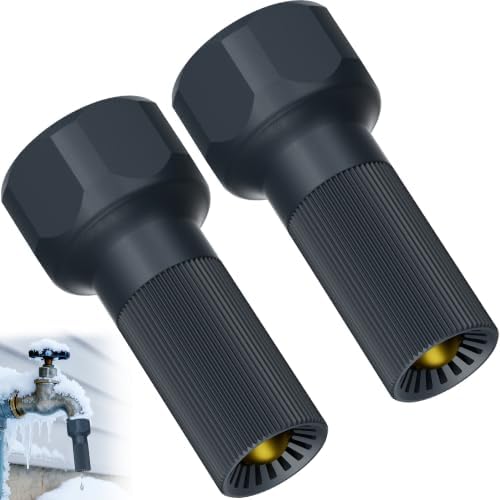 3/4-Inch Thread Faucet Freeze Protection Valve, Freeze Proof Faucet Cover for Outdoors, Winter Frost Proof Auto Temperature Control for Garden, Lawn & Yard Spigot, Black, 2 Pack by Mokeyder