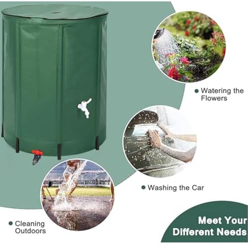 Rain Barrel, Foldable Rainwater Collection Tank with Filter Mesh,PVC Fluid Leak-Proof Portable Outdoor Water Storage Container for Garden Yard Downspout Water Harvesting(50L) - Image 3