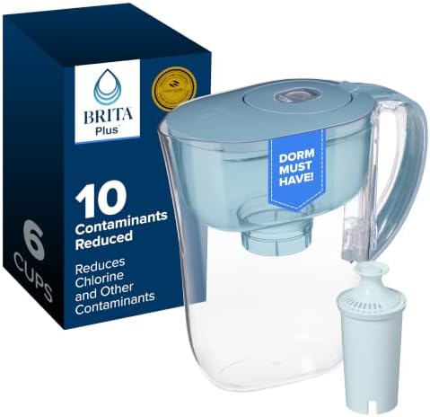 Brita Small 6 Cup Water Filter Pitcher, 1 BritaPlus Filter, Stone Blue by Brita