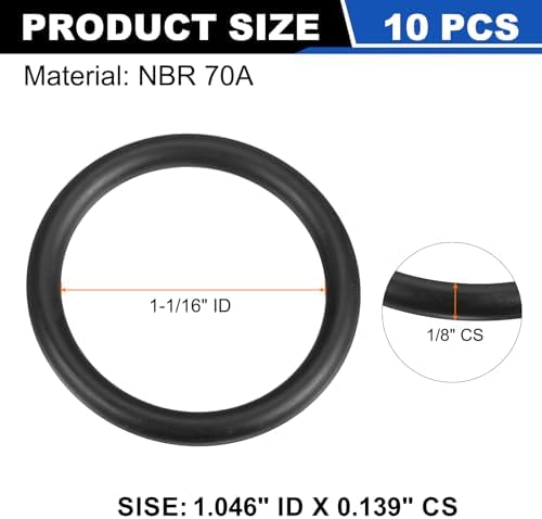 uxcell 10Pcs AS-215 NBR 70A O-Rings 1-1/16"ID x 1/8"CS/1.046"ID x 0.139"CS - Image 2