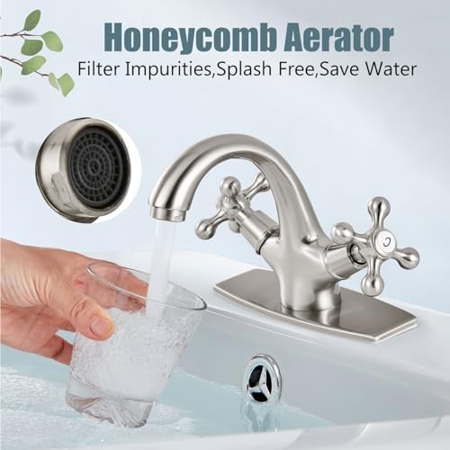 Aolemi Bathroom Sink Faucet 1 Hole or 3 Hole with Drain Brushed Nickel - Image 2