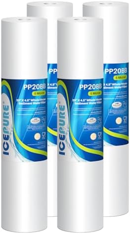 ICEPURE 5 Micron 20" x 4.5" Whole House Sediment Water Filter, 4PACK by ICEPURE