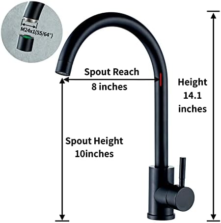 High Arc Matte Black Kitchen Faucet Single Handle Stainless Steel,Commercial Single Hole Kitchen Sink Faucet,Modern One Hole Bar Sink Faucet (Matte Black) - Image 3