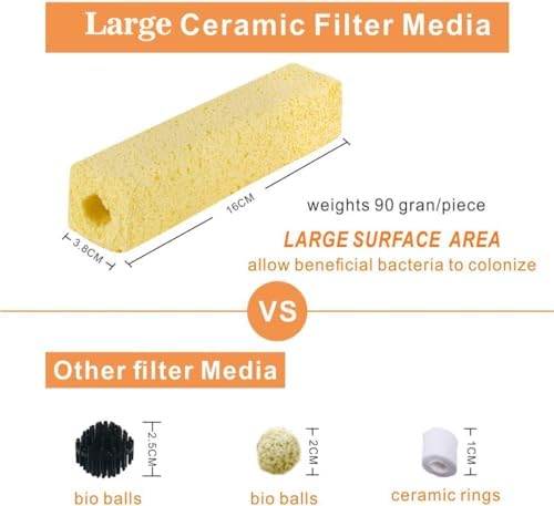 hygger 6.2-Inch Long Aquarium Bio Media Ceramic Filter Media Blocks for Sump Tank Pond Freshwater Fish Tank Filter Media (7.9 lbs,40-Pack) - Image 2