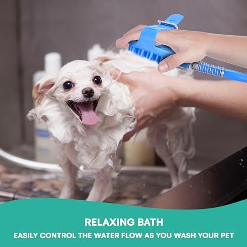 Black Rhino Dog Shower Attachment 2-in-1 Sprayer and Scrubber - Slip on Dog Wash with Hose and Shower Attachment - Indoor/Outdoor Pet Bathing and Grooming - Fast and Easy at Home Dog Cleaning, Blue - Image 4