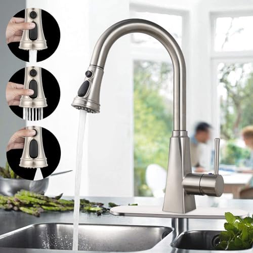 Universal Kitchen Faucet Sprayer Head 3 Modes, 15 Adapters, Brushed Nickel - Image 3
