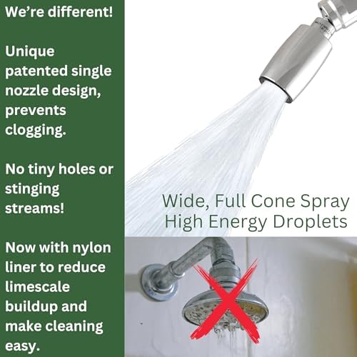 High Sierra® - CLASSIC™ Solid Lead-Free Metal 2.0 GPM Award Winning. High Pressure Shower Head. Patented Nozzle Never Clogs - Brushed Nickel Finish - Image 2