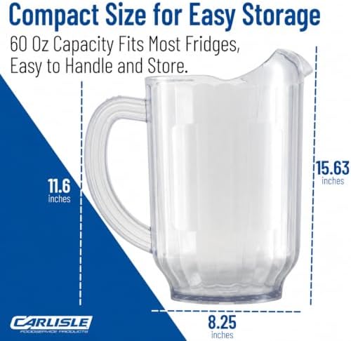 Carlisle Versapour Pitcher with Window, 60 oz Clear SAN Plastic - Image 3