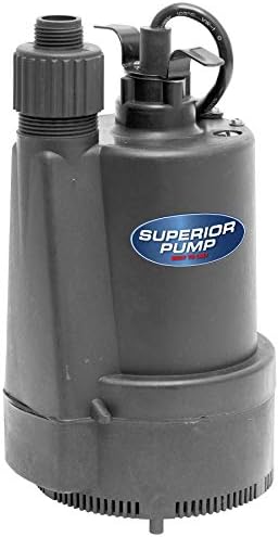 Superior Pump 91330 2400GPH Thermoplastic Submersible Utility Pump with 10-Foot Cord, 1/3 HP by SuperiorPump