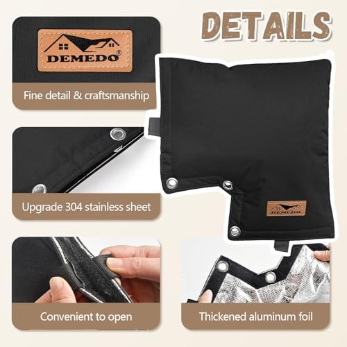 Backflow Preventer Insulation Cover - Backflow Pressure Vacuum Breaker Cover - Insulated Backflow Cover Pouch for Irrigation Back Flow Sprinkler Valves in Winter or Sun Exposure (13”W x 12”H, Black) - Image 5