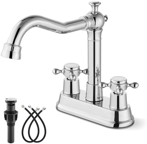 gotonovo 4 Inch Centerset Bathroom Faucet 2 Hole Vintage, Polish Chrome by HOME