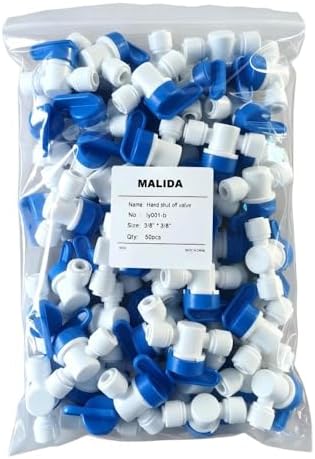 3/8" Quick Connect Ball Valve, 50 Pack Commercial Bulk Shut Off Valve for RO Filtration System by MALIDA