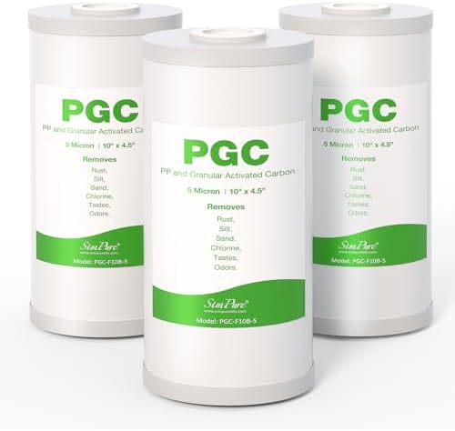 5 Micron 10" x 4.5" PGC Sediment Carbon Whole House Water Filter Cartridge by SimPure_Water