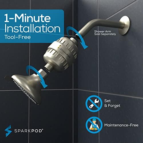 SparkPod Filtered Shower Head Set for Hair & Skin, 3 Spray Settings, Round - Image 5